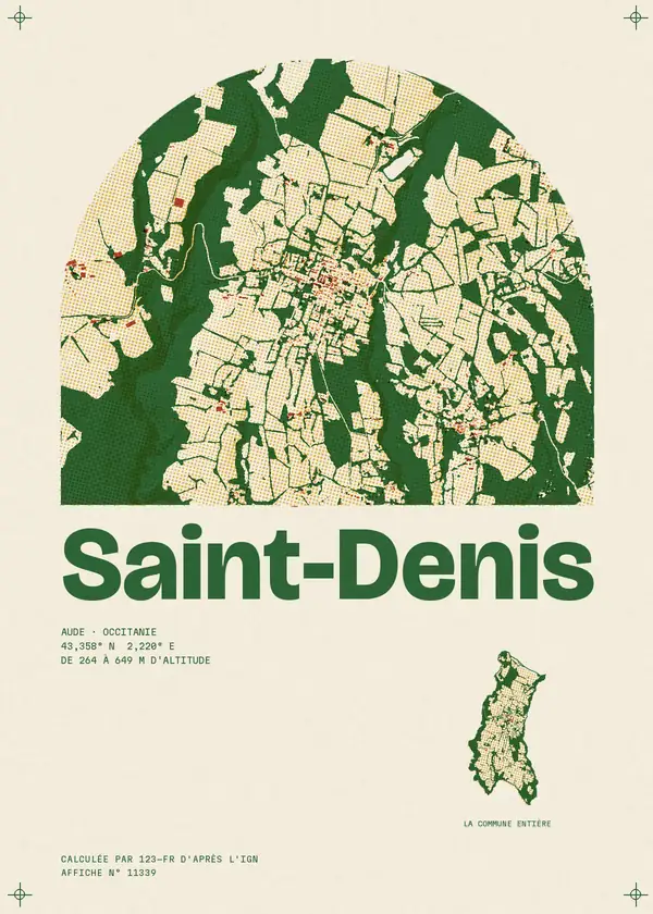 Affiche de Saint-Denis, calculée par 123-fr d'après l'IGN