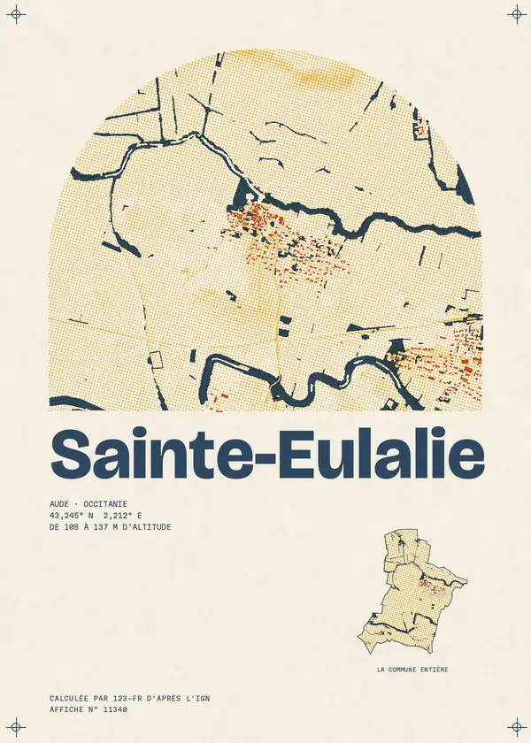 Affiche de Sainte-Eulalie, calculée par 123-fr d'après l'IGN