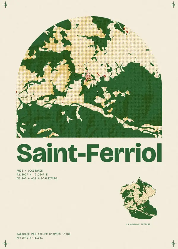 Affiche de Saint-Ferriol, calculée par 123-fr d'après l'IGN