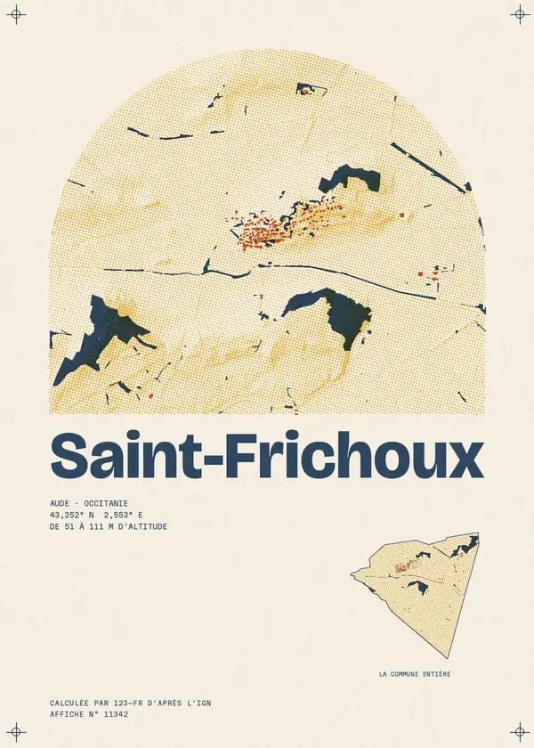 Affiche de Saint-Frichoux, calculée par 123-fr d'après l'IGN