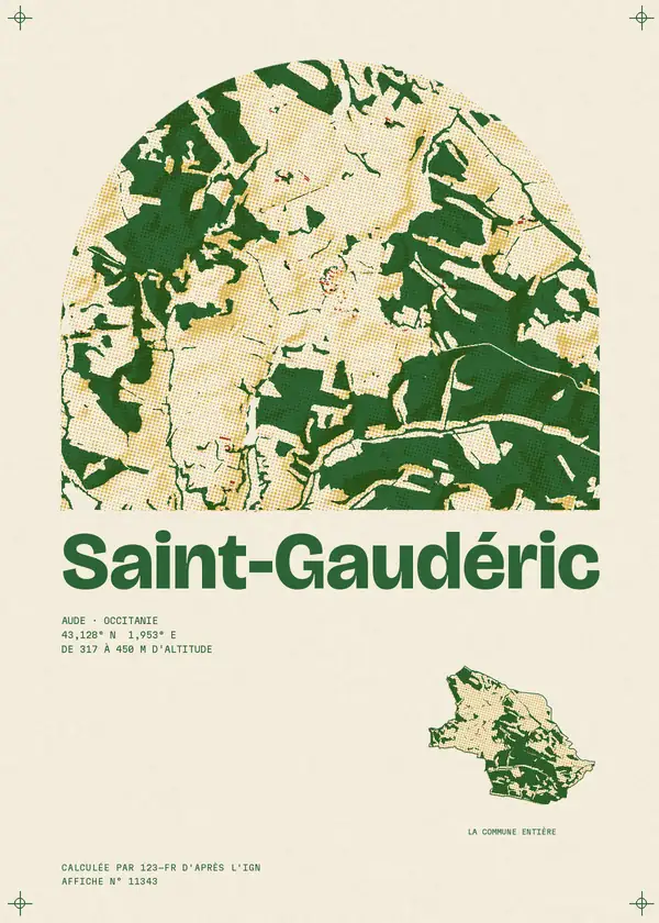 Affiche de Saint-Gaudéric, calculée par 123-fr d'après l'IGN