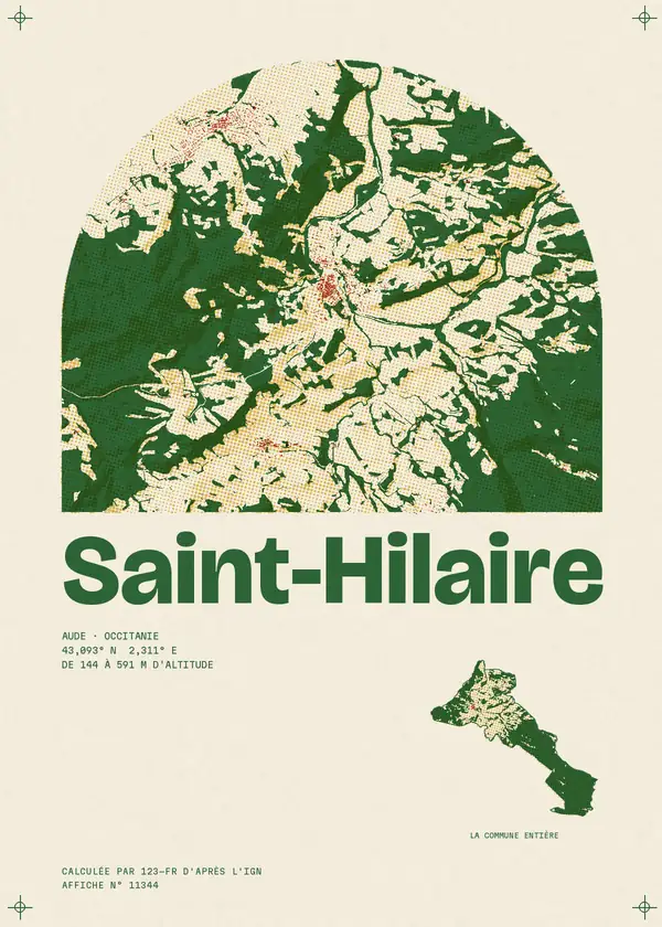 Affiche de Saint-Hilaire, calculée par 123-fr d'après l'IGN