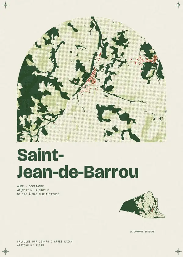 Affiche de Saint-Jean-de-Barrou, calculée par 123-fr d'après l'IGN