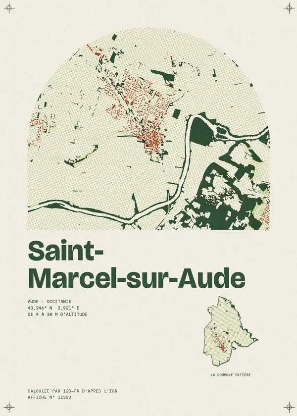 Affiche de Saint-Marcel-sur-Aude, calculée par 123-fr d'après l'IGN