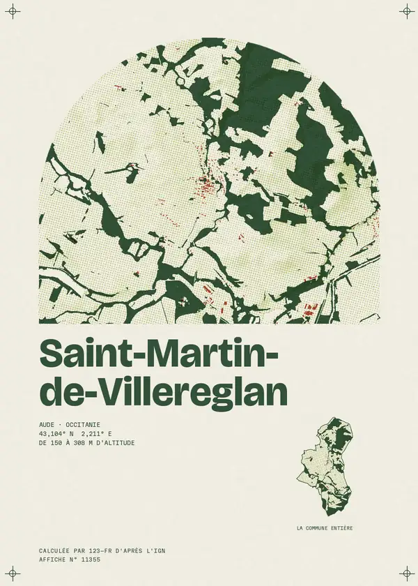 Affiche de Saint-Martin-de-Villereglan, calculée par 123-fr d'après l'IGN