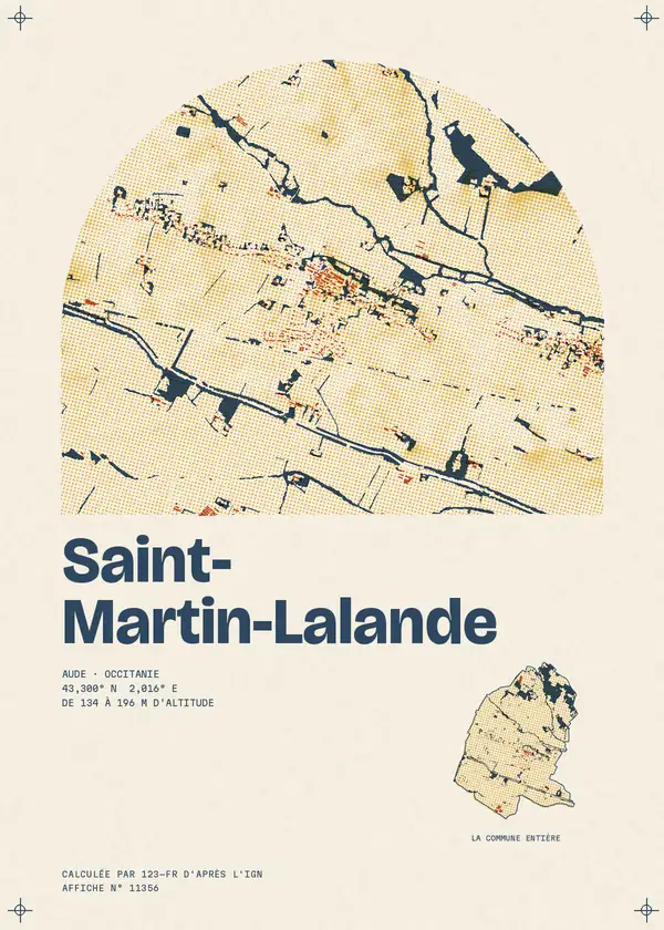 Affiche de Saint-Martin-Lalande, calculée par 123-fr d'après l'IGN