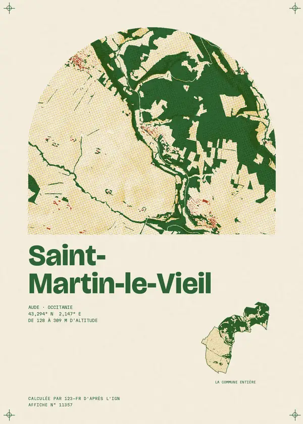 Affiche de Saint-Martin-le-Vieil, calculée par 123-fr d'après l'IGN