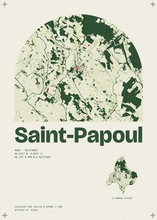 Affiche de Saint-Papoul, calculée par 123-fr d'après l'IGN