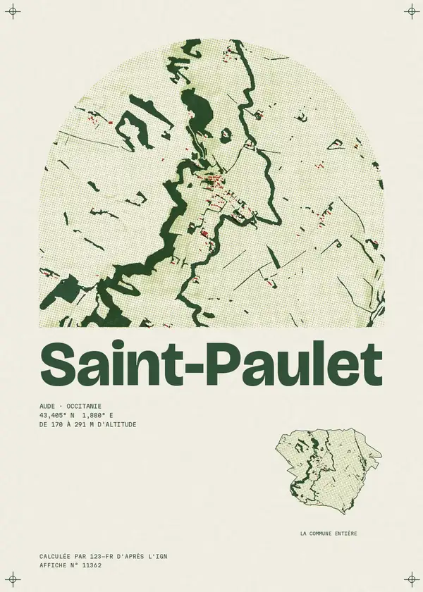 Affiche de Saint-Paulet, calculée par 123-fr d'après l'IGN