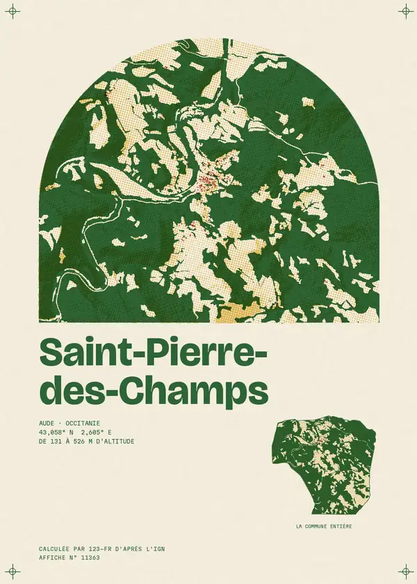 Affiche de Saint-Pierre-des-Champs, calculée par 123-fr d'après l'IGN