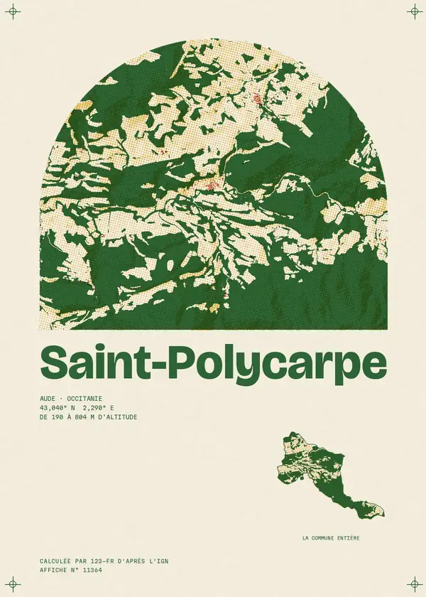 Affiche de Saint-Polycarpe, calculée par 123-fr d'après l'IGN