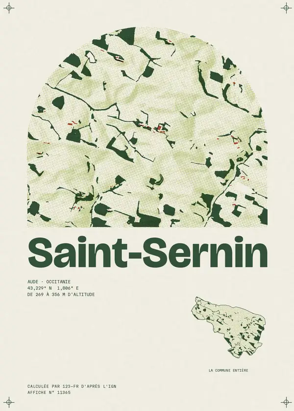 Affiche de Saint-Sernin, calculée par 123-fr d'après l'IGN