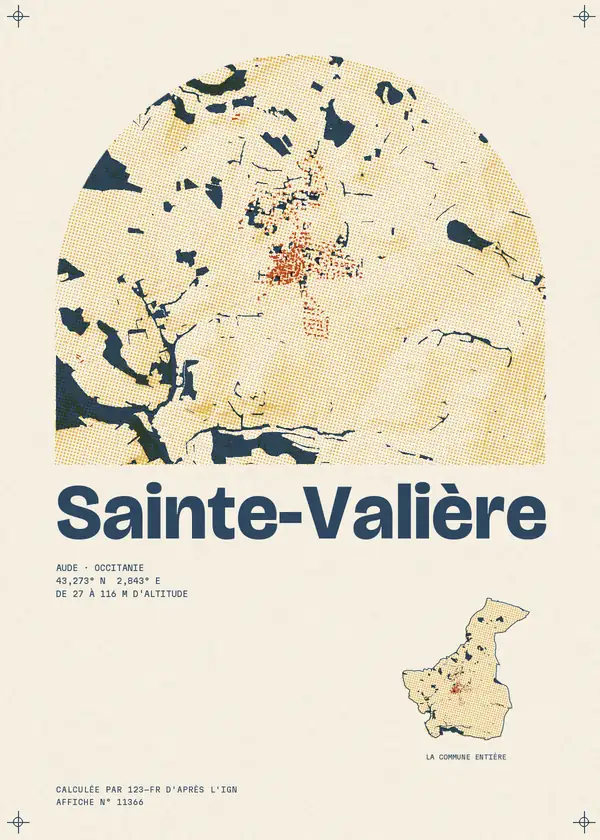 Affiche de Sainte-Valière, calculée par 123-fr d'après l'IGN