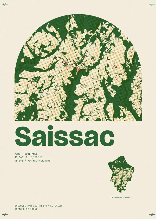 Affiche de Saissac, calculée par 123-fr d'après l'IGN
