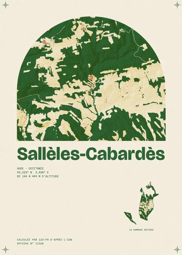 Affiche de Sallèles-Cabardès, calculée par 123-fr d'après l'IGN