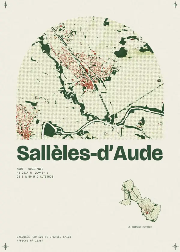 Affiche de Sallèles-d'Aude, calculée par 123-fr d'après l'IGN
