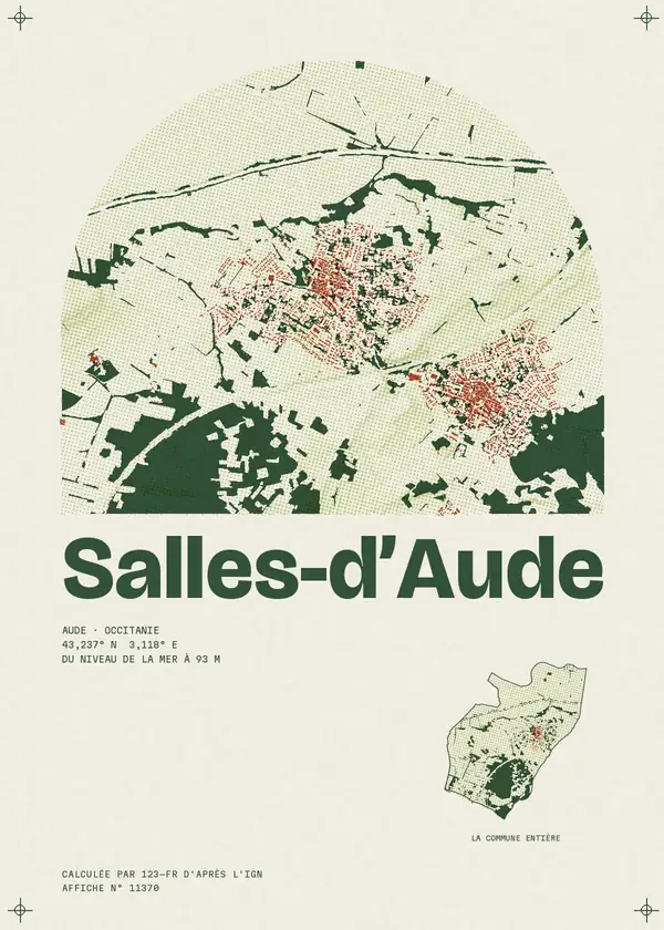 Affiche de Salles-d'Aude, calculée par 123-fr d'après l'IGN