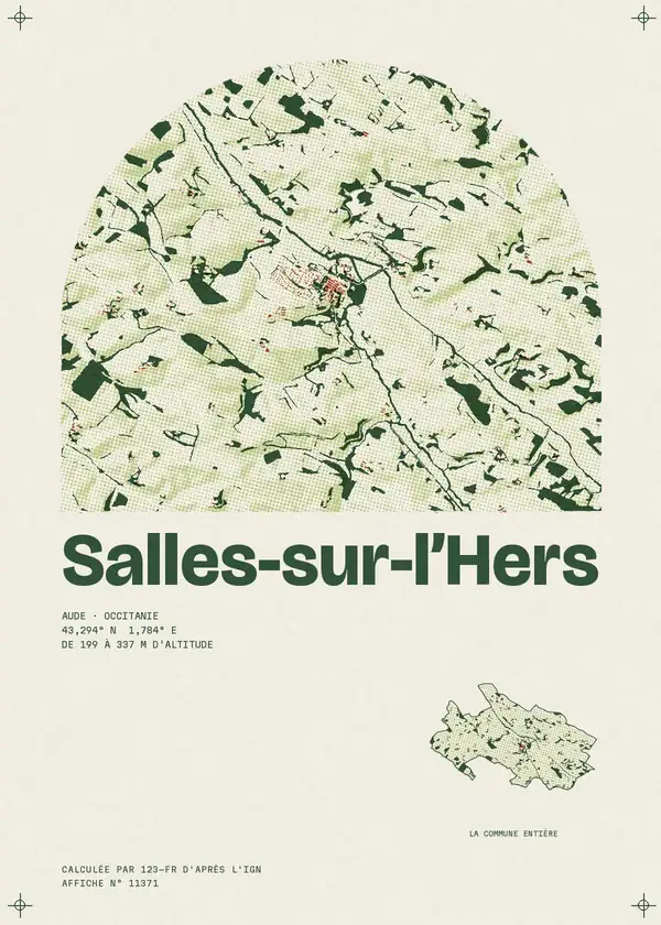 Affiche de Salles-sur-l'Hers, calculée par 123-fr d'après l'IGN