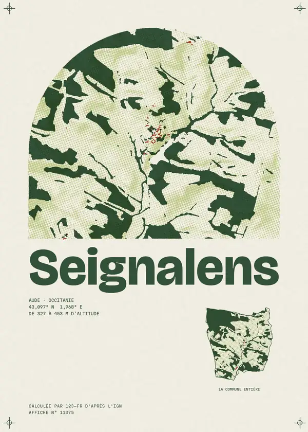 Affiche de Seignalens, calculée par 123-fr d'après l'IGN