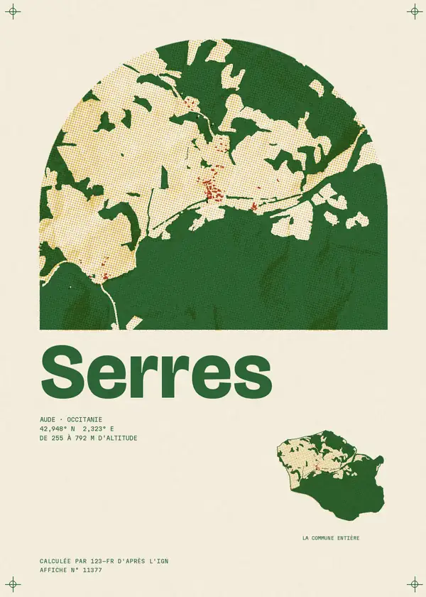 Affiche de Serres, calculée par 123-fr d'après l'IGN