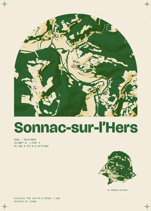 Affiche de Sonnac-sur-l'Hers, calculée par 123-fr d'après l'IGN