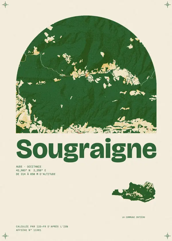 Affiche de Sougraigne, calculée par 123-fr d'après l'IGN