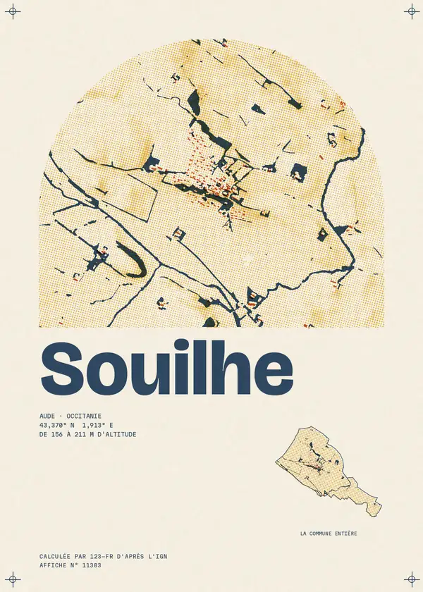 Affiche de Souilhe, calculée par 123-fr d'après l'IGN