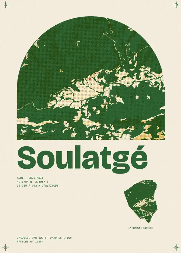 Affiche de Soulatgé, calculée par 123-fr d'après l'IGN