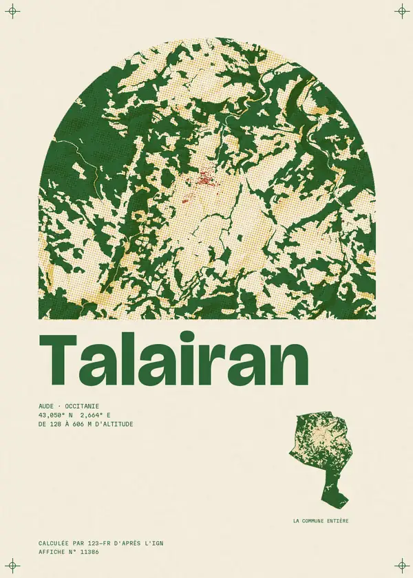 Affiche de Talairan, calculée par 123-fr d'après l'IGN