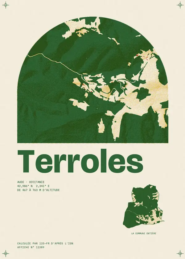 Affiche de Terroles, calculée par 123-fr d'après l'IGN