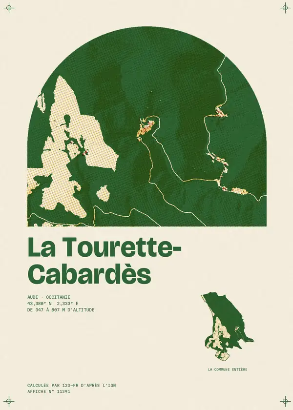 Affiche de La Tourette-Cabardès, calculée par 123-fr d'après l'IGN