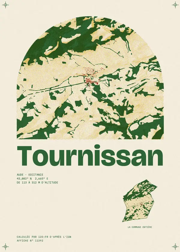 Affiche de Tournissan, calculée par 123-fr d'après l'IGN