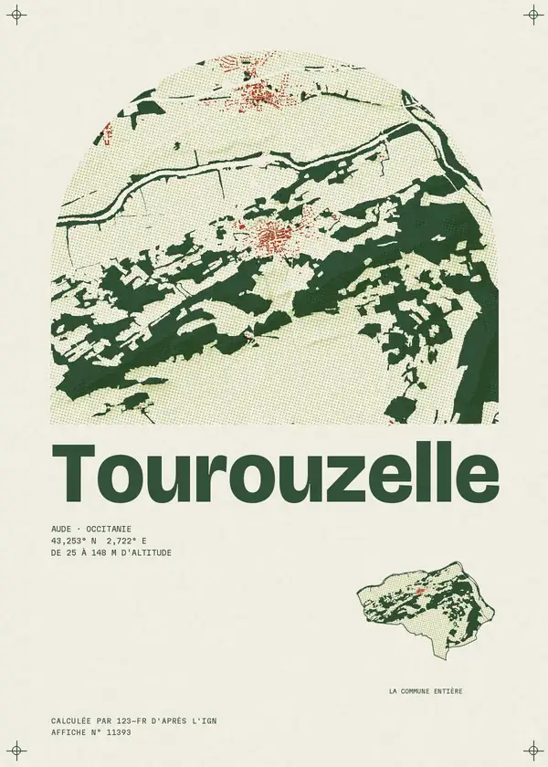 Affiche de Tourouzelle, calculée par 123-fr d'après l'IGN