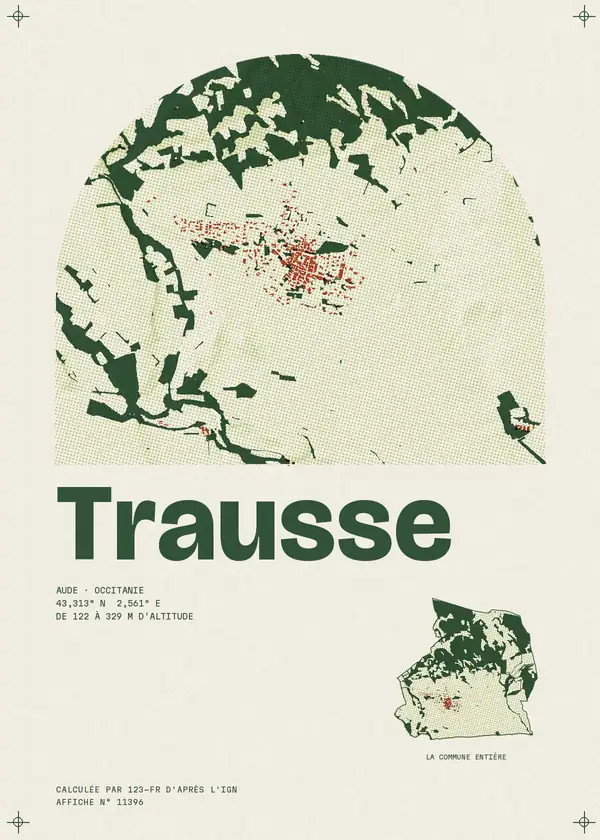Affiche de Trausse, calculée par 123-fr d'après l'IGN