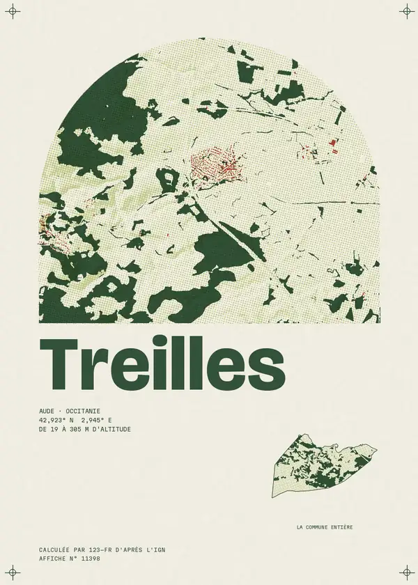 Affiche de Treilles, calculée par 123-fr d'après l'IGN