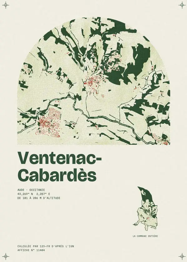 Affiche de Ventenac-Cabardès, calculée par 123-fr d'après l'IGN