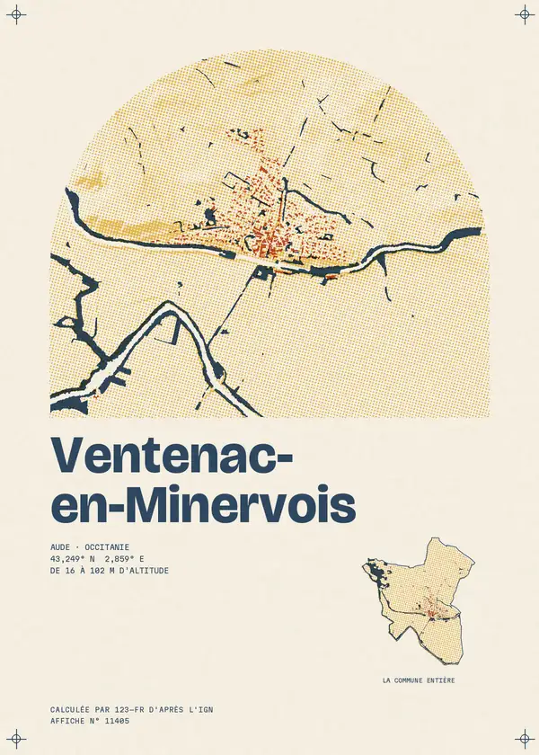 Affiche de Ventenac-en-Minervois, calculée par 123-fr d'après l'IGN