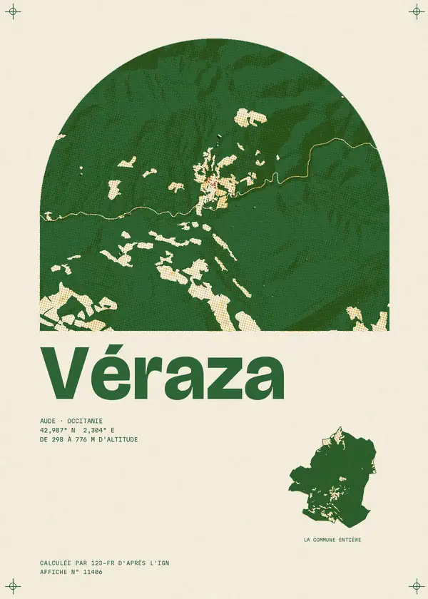 Affiche de Véraza, calculée par 123-fr d'après l'IGN