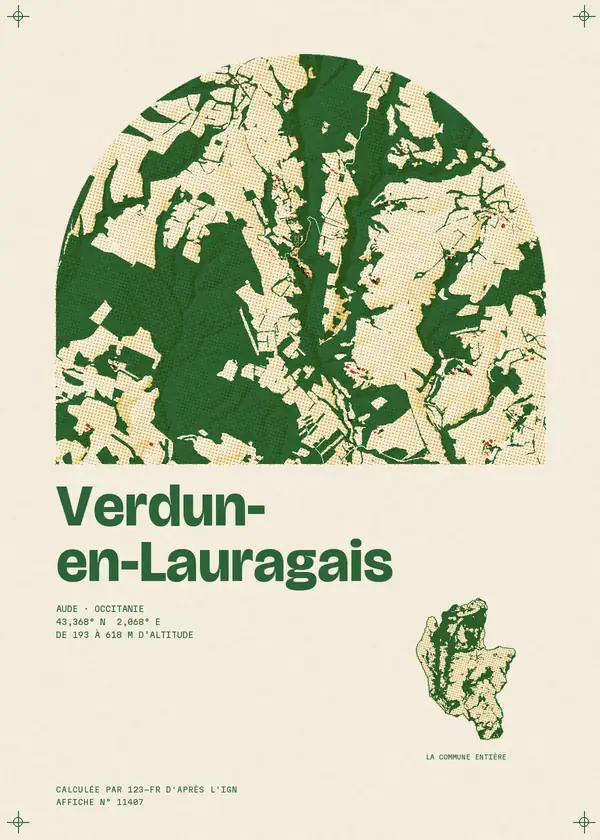 Affiche de Verdun-en-Lauragais, calculée par 123-fr d'après l'IGN
