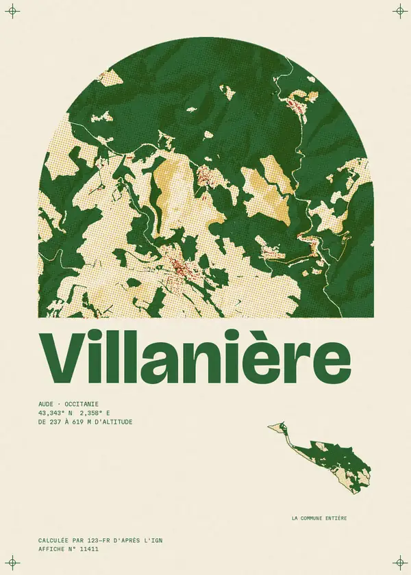 Affiche de Villanière, calculée par 123-fr d'après l'IGN