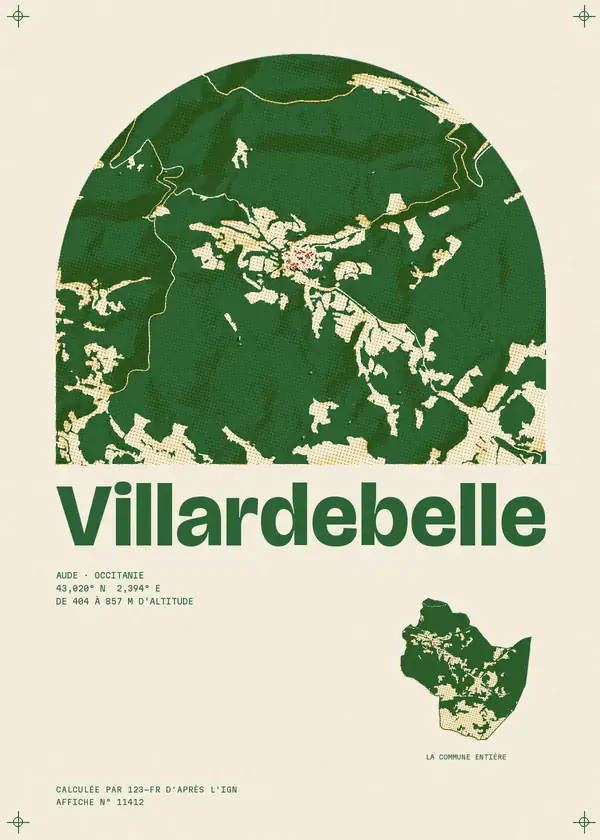 Affiche de Villardebelle, calculée par 123-fr d'après l'IGN