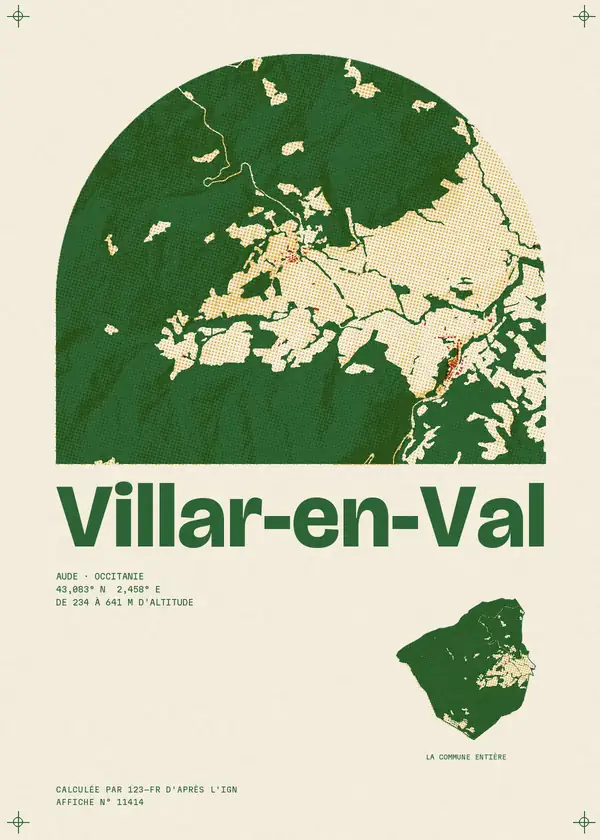 Affiche de Villar-en-Val, calculée par 123-fr d'après l'IGN