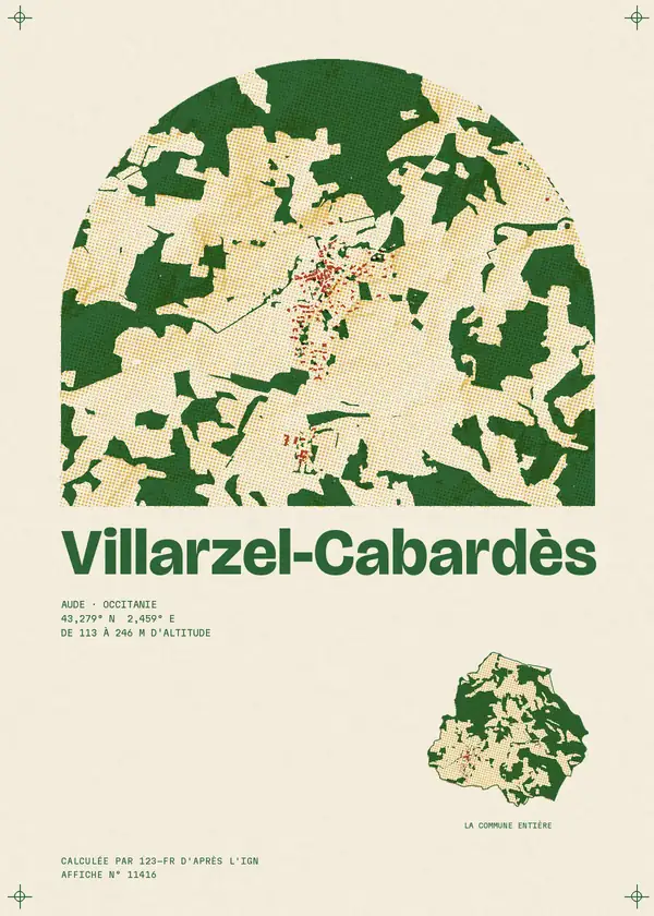 Affiche de Villarzel-Cabardès, calculée par 123-fr d'après l'IGN