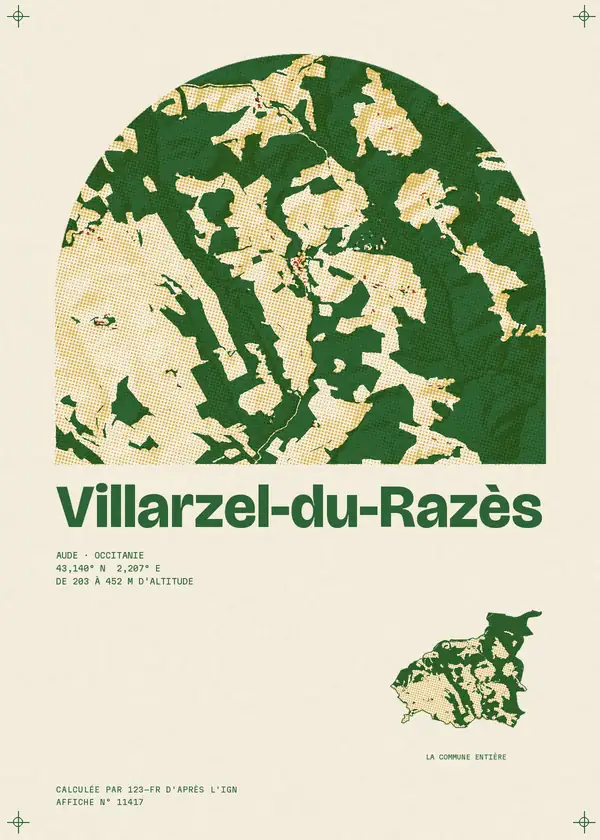 Affiche de Villarzel-du-Razès, calculée par 123-fr d'après l'IGN