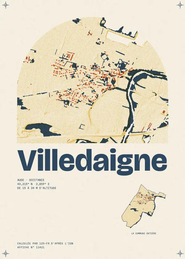 Affiche de Villedaigne, calculée par 123-fr d'après l'IGN