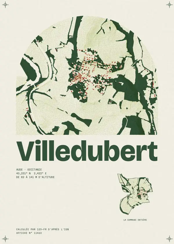 Affiche de Villedubert, calculée par 123-fr d'après l'IGN
