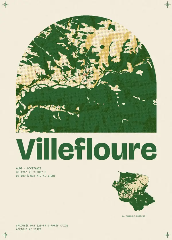 Affiche de Villefloure, calculée par 123-fr d'après l'IGN