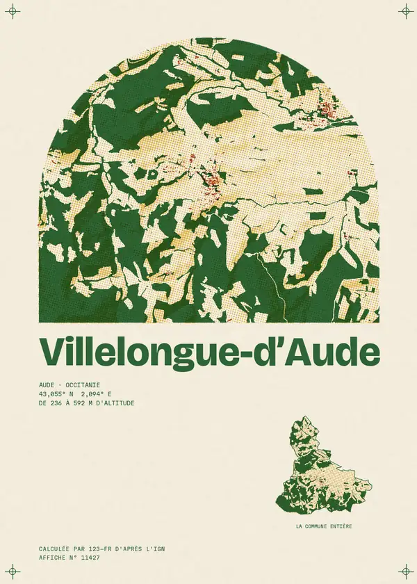 Affiche de Villelongue-d'Aude, calculée par 123-fr d'après l'IGN