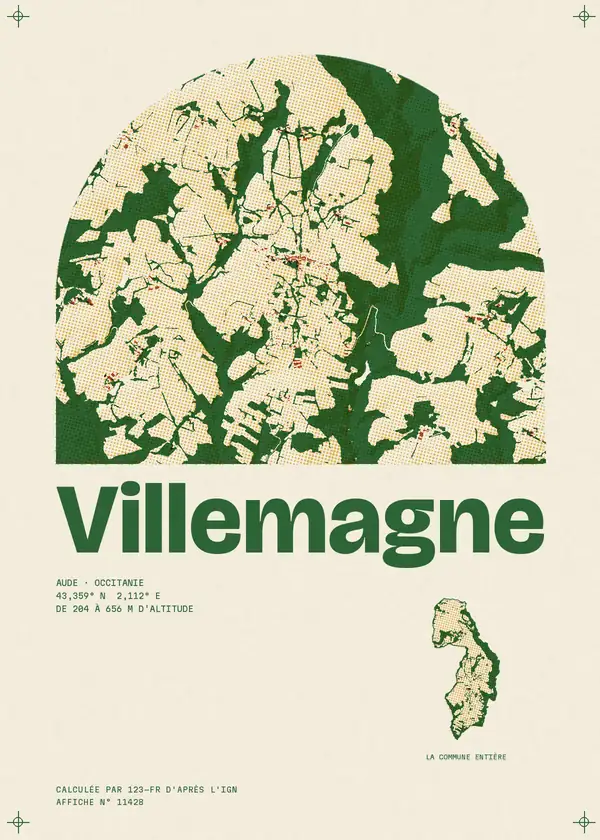 Affiche de Villemagne, calculée par 123-fr d'après l'IGN