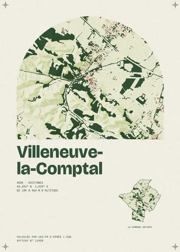 Affiche de Villeneuve-la-Comptal, calculée par 123-fr d'après l'IGN